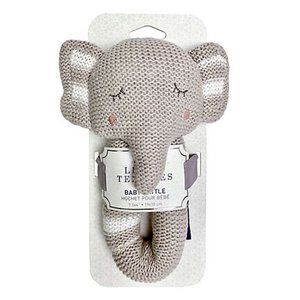 NWT - Living Textiles Theo Elephant Knit Rattle